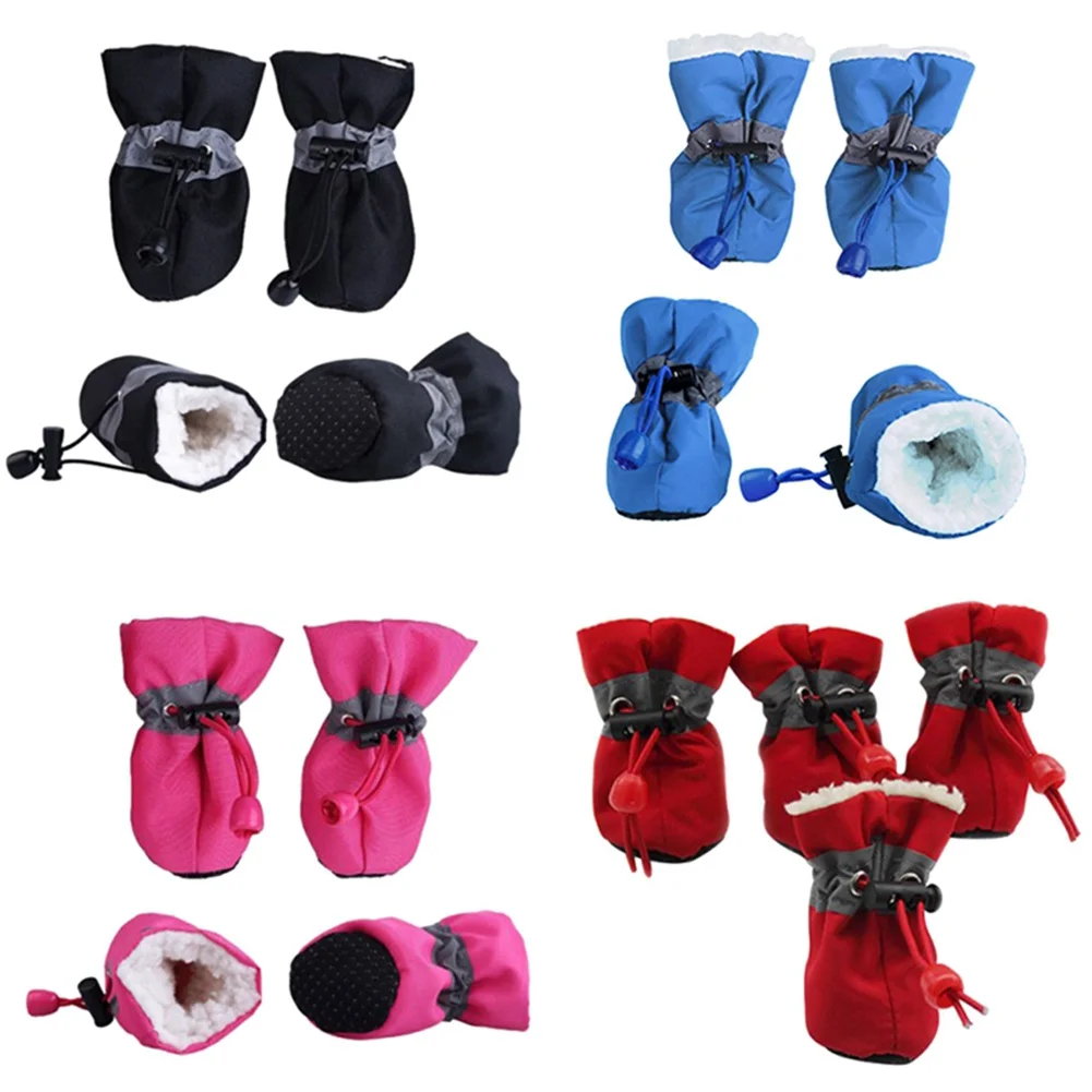 Title 2, 4pcs/set Waterproof Pet Dog Shoes Winter Warm A...