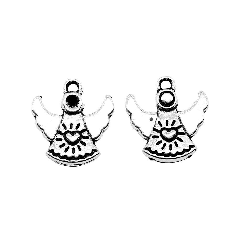 

10pcs/lot 13x13mm Angel Charms For Jewelry Making Antique Silver Color 0.51x0.51inch