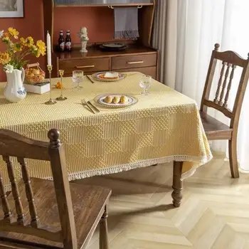 Household Plaid Tablecloth – Cotton Linen Table Cover with Modern Design 1