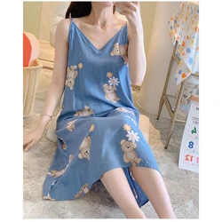 Maternity Pajamas Sleepwear Woman Sleeveless Nightdress Breastfeeding Nightgown Nursing Nightwear Pregnant Pyjama 2024 Homewear
