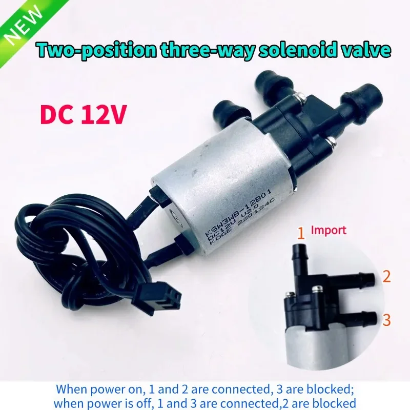 새로운 CJWV23 DC 12V 2 위치 3 방향 소형 미니 전기 솔레노이드 밸브 마이크로 물 공기 흐름 제어 밸브 의료 펌프 장치