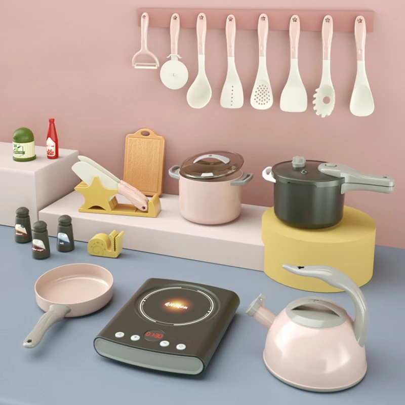 Children Play House Simulation Kitchen Cooking Toys for Kids Boys and Girls Cutting Fruit Cooking Game Kitchen Utensils Toy Set
