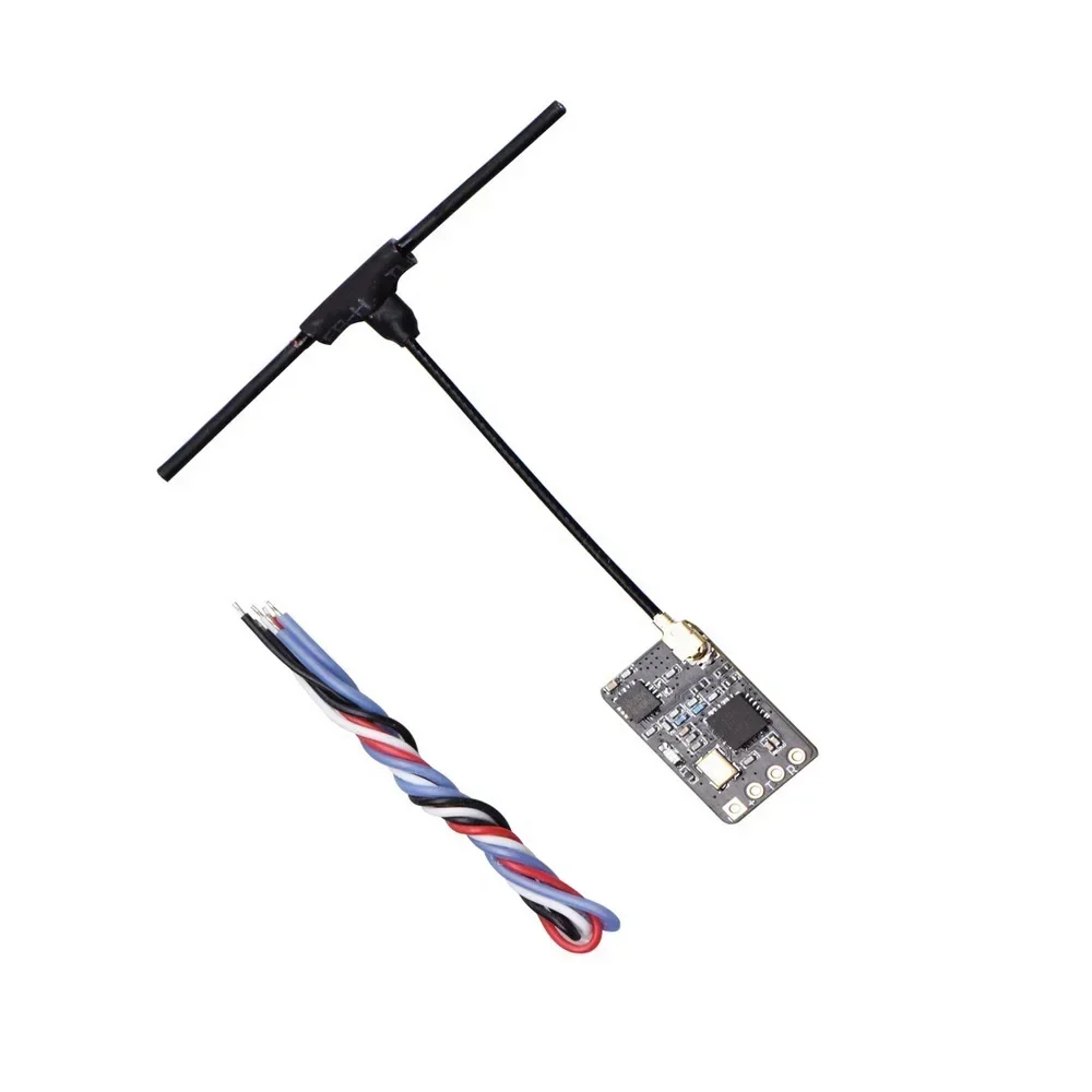 Connecteurs et antenne du récepteur radio JHEMCU ExpressLRS RX24T 2.4G ELRS nano pour drone FPV.