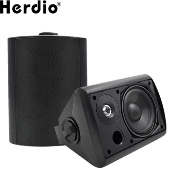 Herdio 5.25'' 300W Indoor Outdoor Waterproof Dual Speakers Home Theater Wall Mount System For Garage Basement living Room Black 1