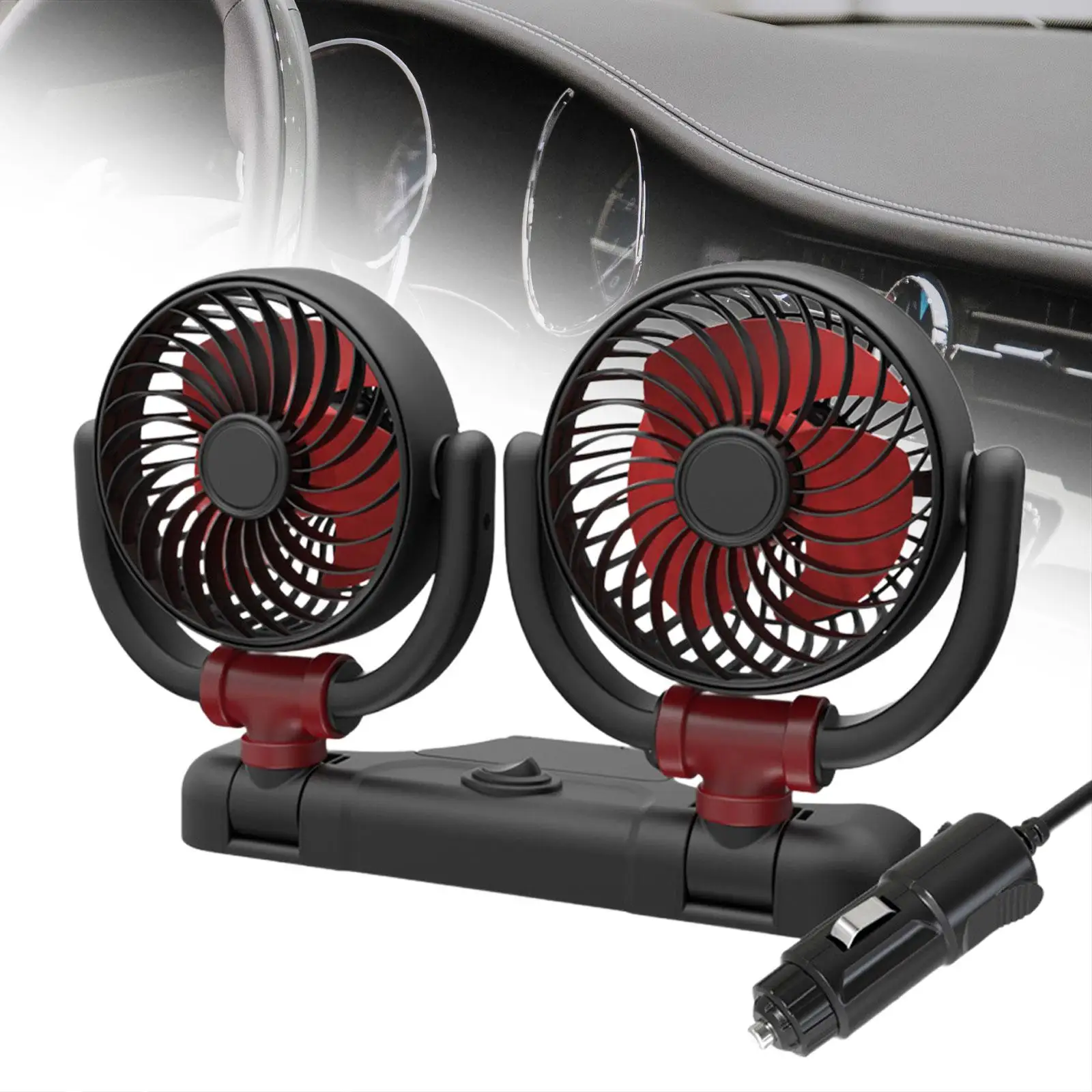 Dual Head Car Fan Portable Car Cooling Air Fan for Dashboard Home RV