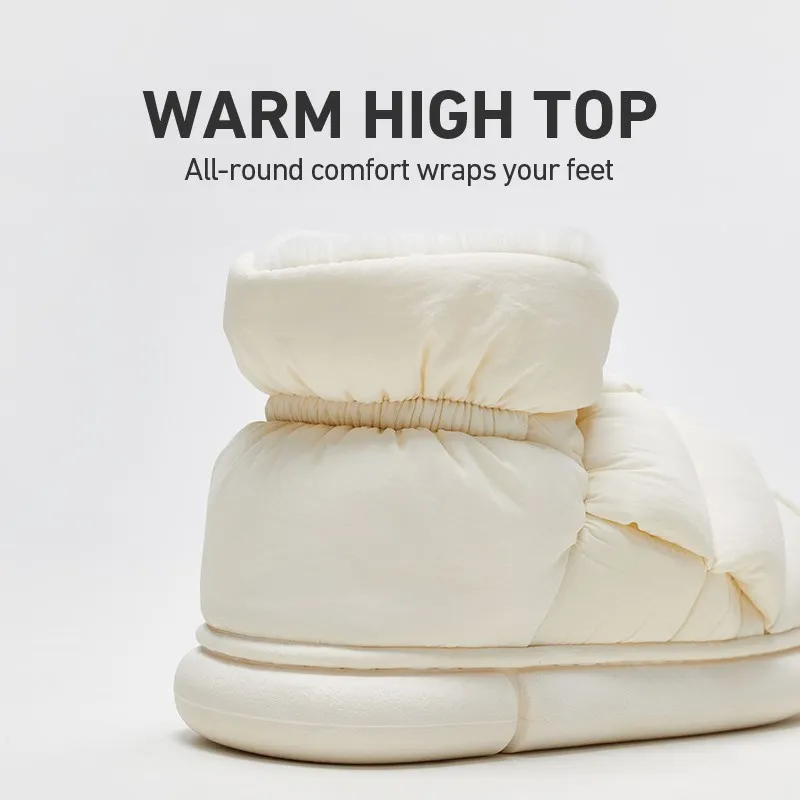 UTUNE Waterproof Men's Winter Snow Boots Ankle Warm High Top Women Boots For Home Non-slip Plush Slip-on Couple Outside Shoes