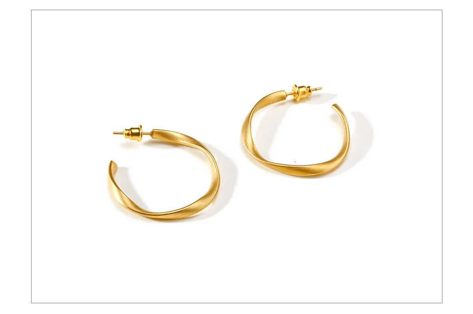 Vnox Twisted Edelstahl Creolen für Frauen Gold Farbe Matte Oberfläche Weiblichen Kreis Brincos – Detail 6