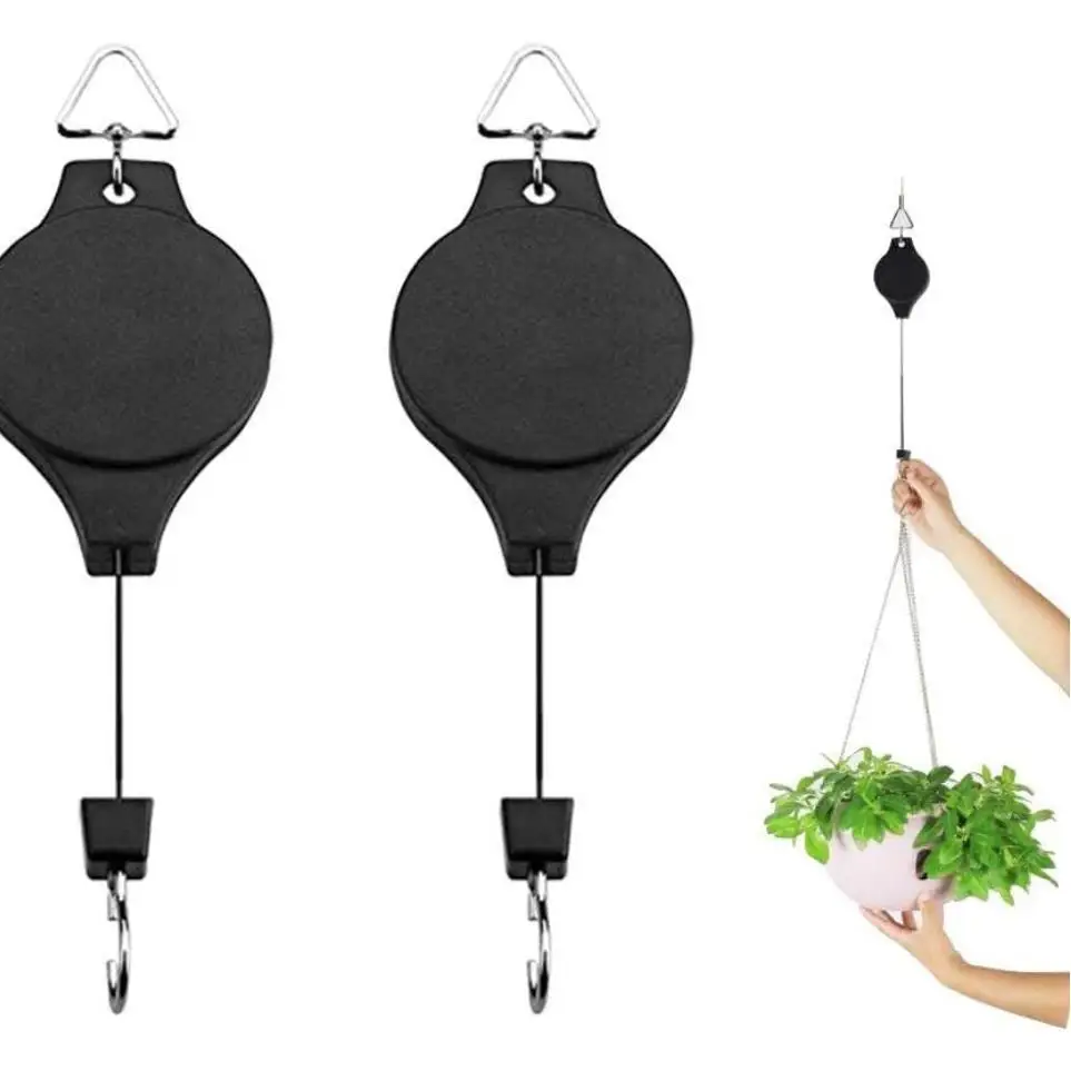 

Outdoor Retractable Plant Pulley Garden Hooks for Hanging Plants Adjustable Hanger Plant Hooks Flower Basket for Garden