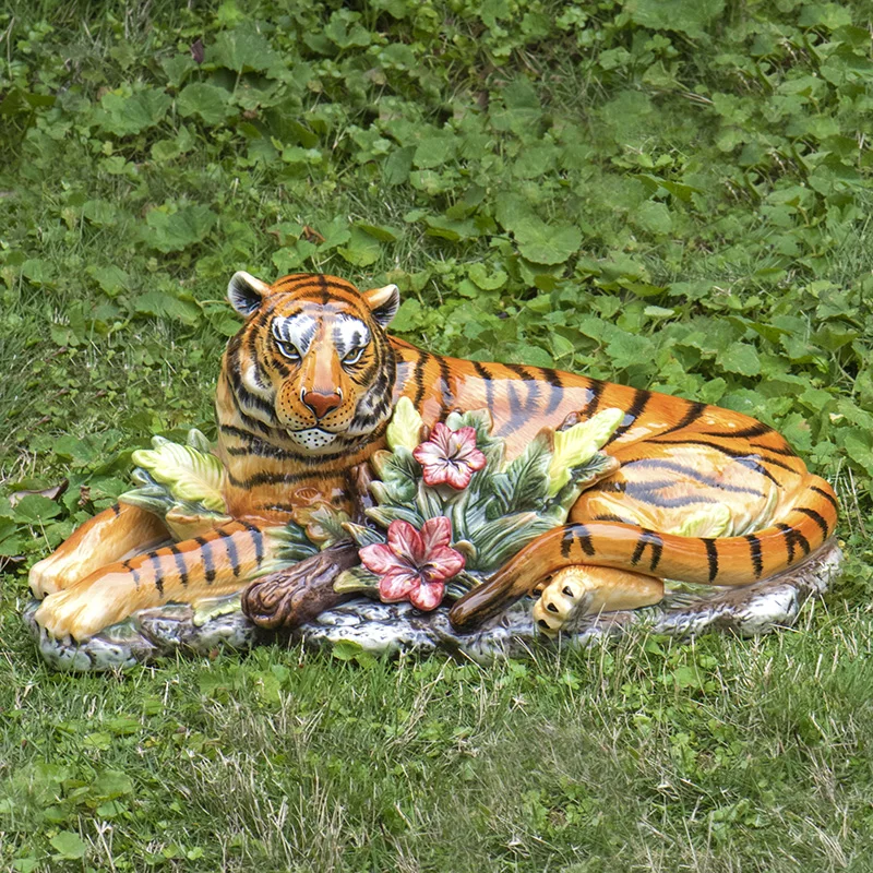 Statue De Tigre Blanc Décoration D'Intérieur Cour De Jardin