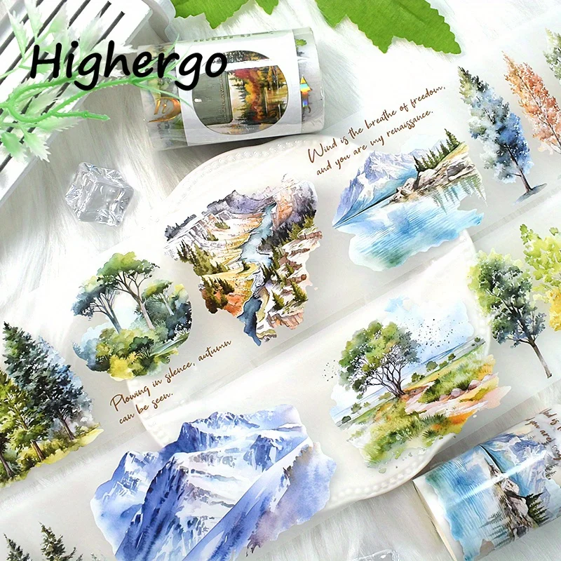 2m/ Roll Matte The Four Seasons PET Sticker Decorative Natural Scenery Tape For Scrapbook Magazine Aesthetic Stationery 4