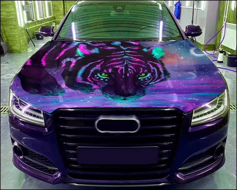 

Car Hood Wrap Tiger Vinyl Sticker Full Color Custom Decal #3 fit any car