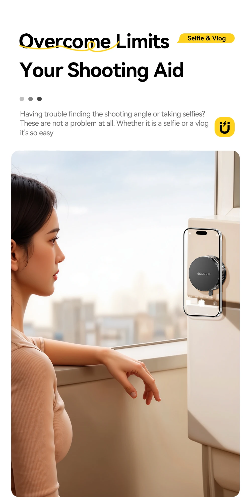Magnetic Wall Holder Phone Stand 360°Rotation Magnetic Suction for iPhone 16 15