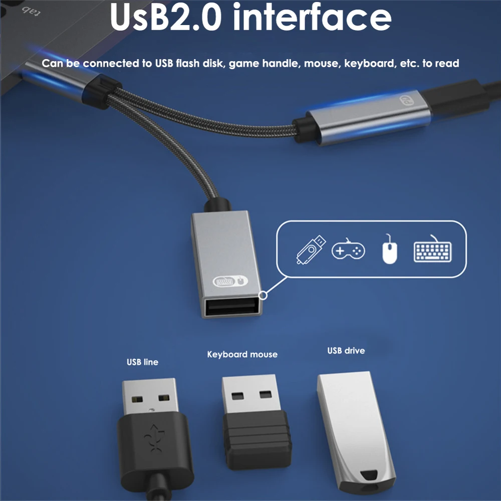 2 in 1 USB C OTG 케이블 어댑터, C타입 수-USB-C 암, 60W PD 고속 충전, USB 암 스플리터 어댑터 포함