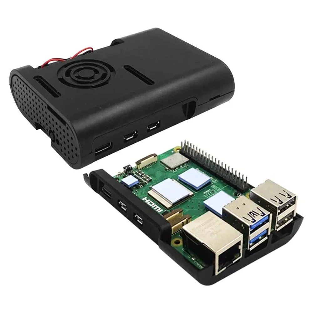 

For Raspberry Pi 5 ABS Case Black Plastic Shell