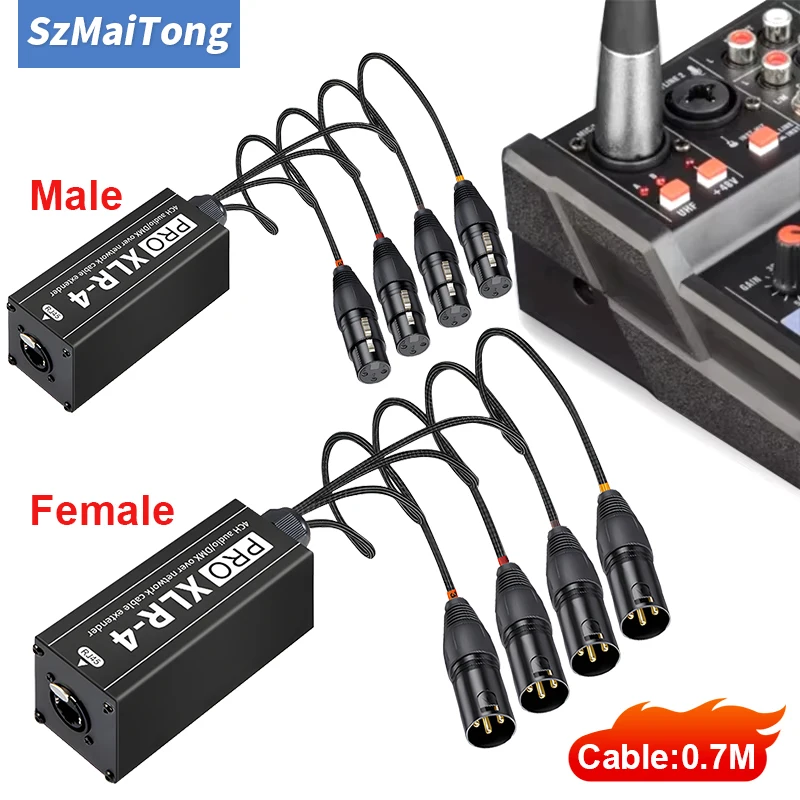Shielded RJ45 CAT5 to 4-Channel XLR Connector Cable