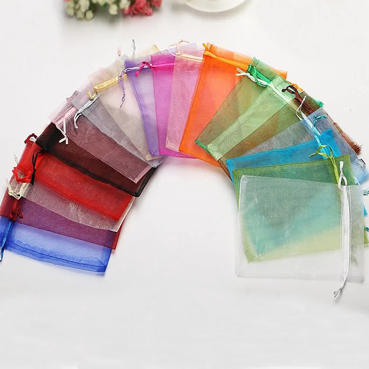 50pcs 7x9cm 9x12cm 10x15cm Sheer Organza Bags Wedding Party Candy Chocolate Bags Gift Pouches Jewelry Storage Drawstring Bags 3