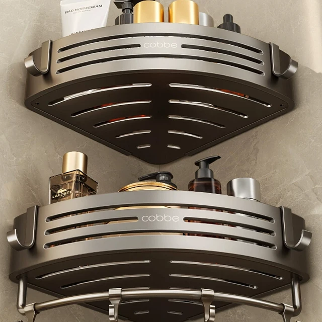 ไม่มีเจาะห้องน้ําชั้นวางแชมพูแต่งหน้าผู้ถือห้องครัวติดผนังอุปกรณ์ห้องน้ํา 1