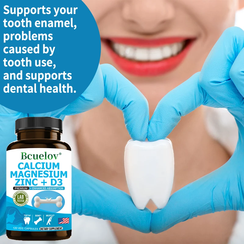 Bcuelov Calcium Magnesium Zinc & Vitamin D3 Capsules for Immune System, Bone, Nervous System Health Support Supplement Non-GMO Se2500b5e4a434e31ba5650697568f436k