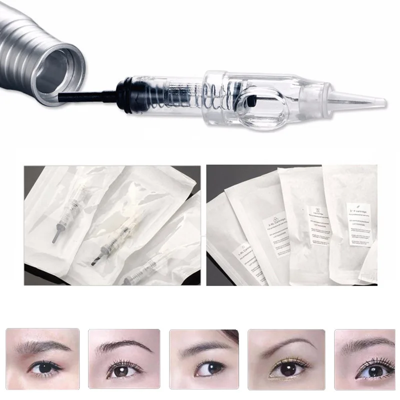 For Eyebrow Tattoo Machine 50pcs Easy Click Universal 0.18/0.2/0.25/0.3/0.35/0.4MM 1RL Permanent Makeup Cartridge Needles 600D-G