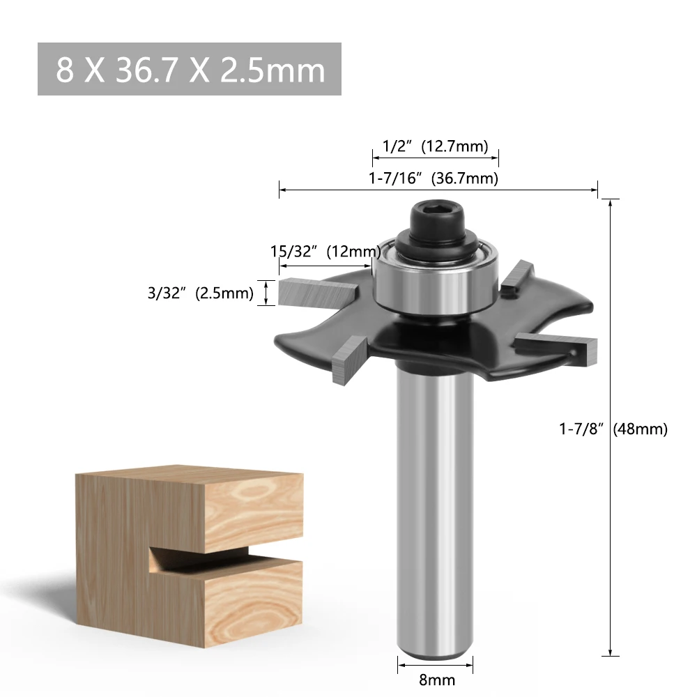 LAVIE 8 mm Schaft, vier Klingen, T-Nuten, Keksverbindung, Schlitzfräser, Verbindungs- und Schlitzfräser, Höhe, Fräser, Holzbearbeitung – Detail 3