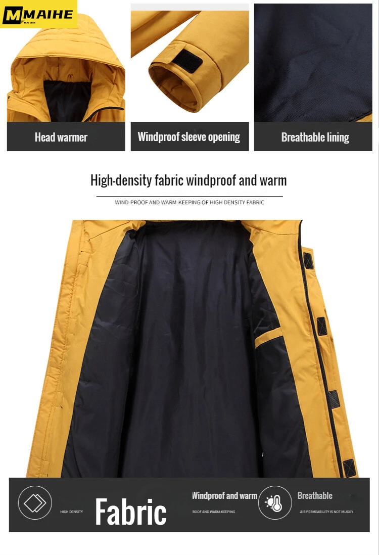 2023 New Winter Jackets Men White Duck Warm Hooded Long Down Jackets Autumn Casual Top Parka Male Black Fluffy Coat Beige Yellow