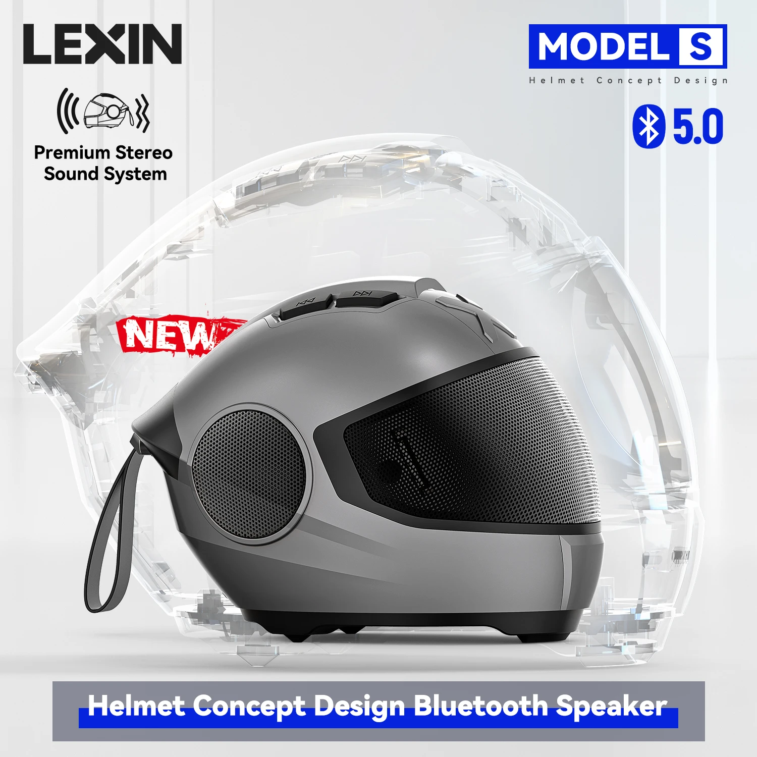 LEXIN Model-S портативный Bluetooth динамик, шлем стиль беспроводной динамик, Мощный Громкий стерео колонки, глубокий бас, IPX4 водонепроницаемый