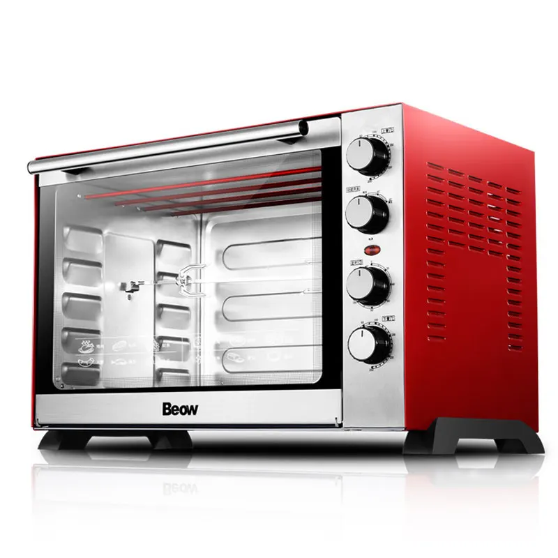 Household Mechanical Electric Oven Temperature Control Electric Oven Stainless Steel Black Crystal Panel 60L