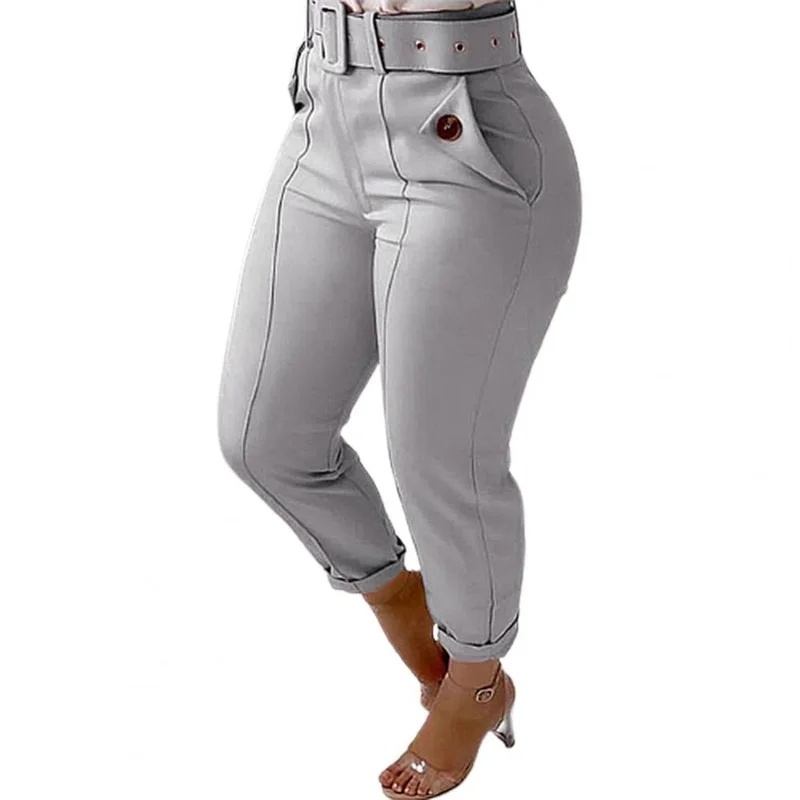 Women Solid Color High Waist Pencil Pants 2023 Casual Pant for Female Skinny Straight Trousers with Pocket Korean Pantalones Pop