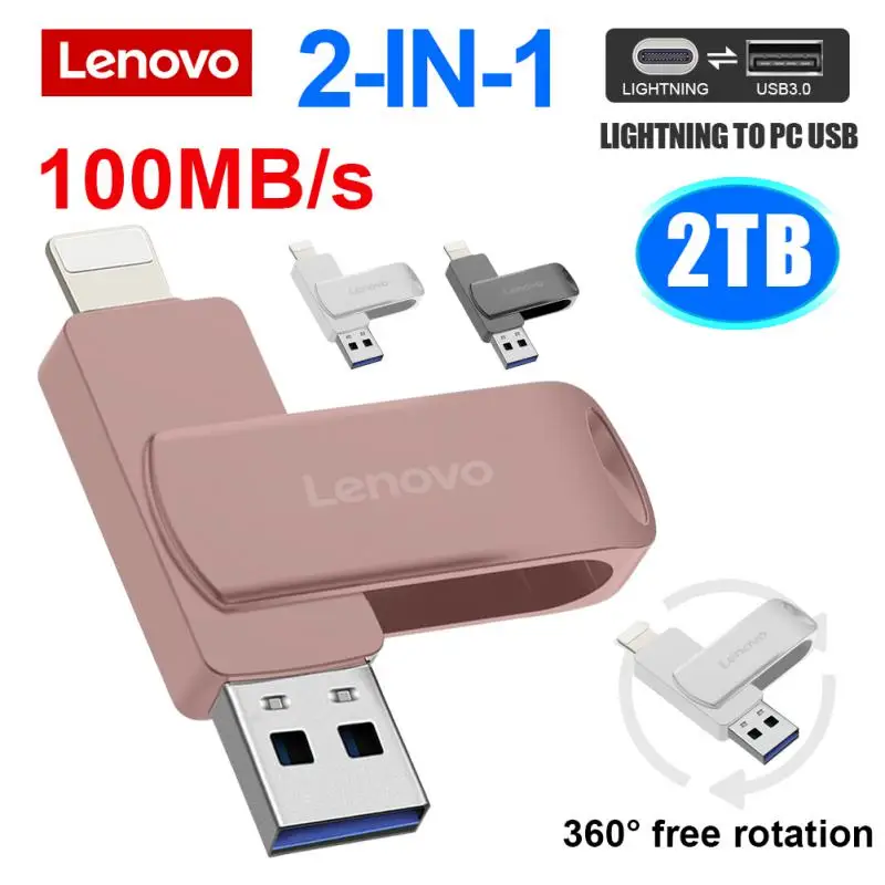 Lenovo 2 In 1 Otg Lightning Usb Flash Drive 2Tb 1Tb Pen Drive Per Iphone Usb Memry Stick Usb 3.0 Flash U Disk Dual Pendrive