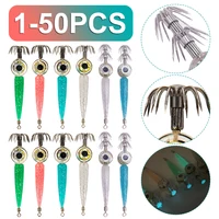 1-50Pcs LED Luminous Shrimp Squid Electronic Squid Hook Night Fishing Squid Jigs Lure Deep Drop Flash light Fishing Accessories 1