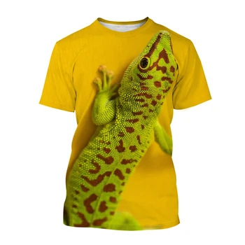 파충류 Gecko 3D 프린트 여름 남성 라운드넥 티셔츠, 캐주얼 반팔, 오버사이즈 풀오버, 패션 티 탑, 남성 의류