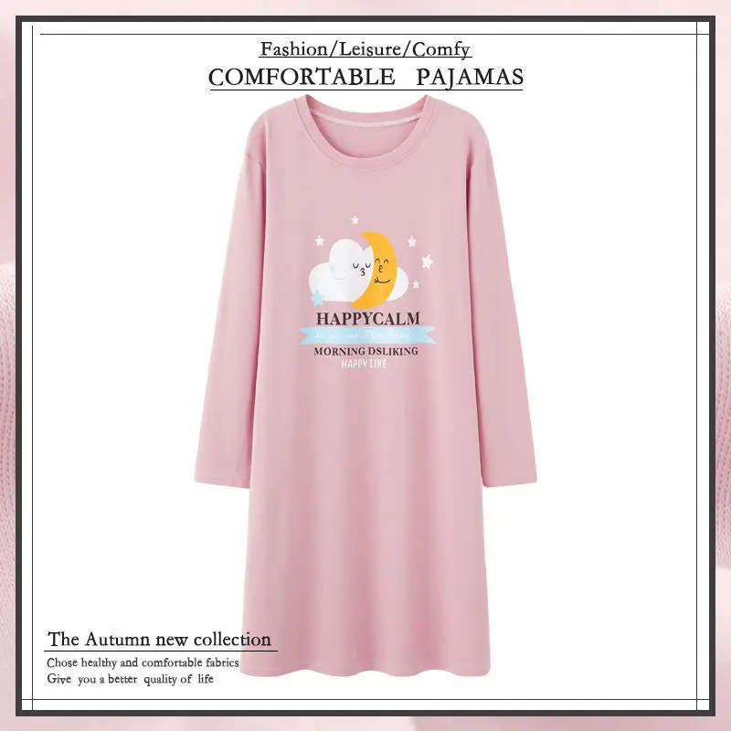 Big Size Cartoon Nightgown Nighty Nightie for Women Night Dress Home Sleeping Clothes Fashion Style Long Shirt Casual Nightgowns