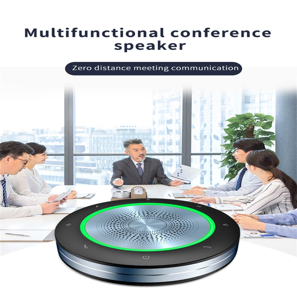 Microphone Wireless Video Conference Omnidirectional Bluetooth USB 360&deg; 8m Pickup Power Bank Speaker Stylish for Large Meeting