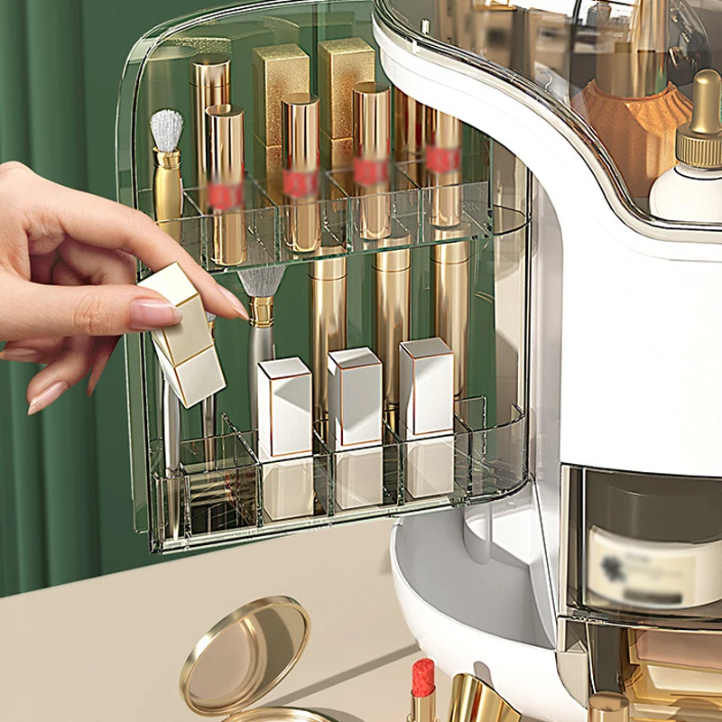Grande capacità contenitore per cosmetici antipolvere organizer per trucchi per dischetti di cotone tamponi organizer per gioielli da bagno per cosmetici_voghion.com