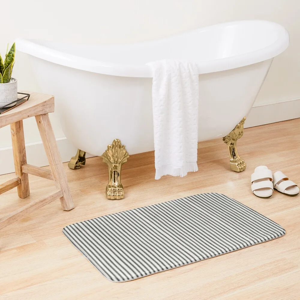 

Ticking Black and White Stripes Bath Mat Rugs For Bathroom Bathroom Bath Mat