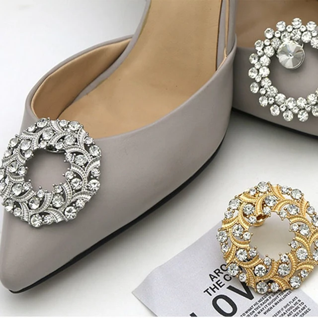 2pcs Charm Buckle Rhinestone Shoe Clip Shiny Decorative Clips Shoe Decor Lady Rhinestone Shoe Clips