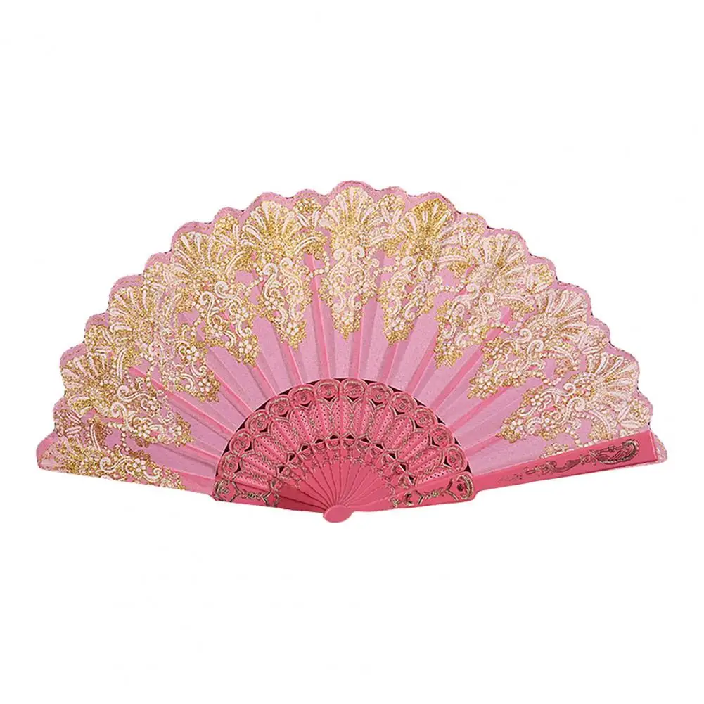 Vintage Hand Fan Sturdy Structure Fabric Folding Fan Easy to Grasp Decoration Fine Texture Handheld Folding folding fan hand fan