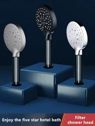 Shower Head Bath Rainfall Water Saving Filter 3 Gears Adjustable Black Faucet Nozzles Accessories Large Panel Bathroom Showers