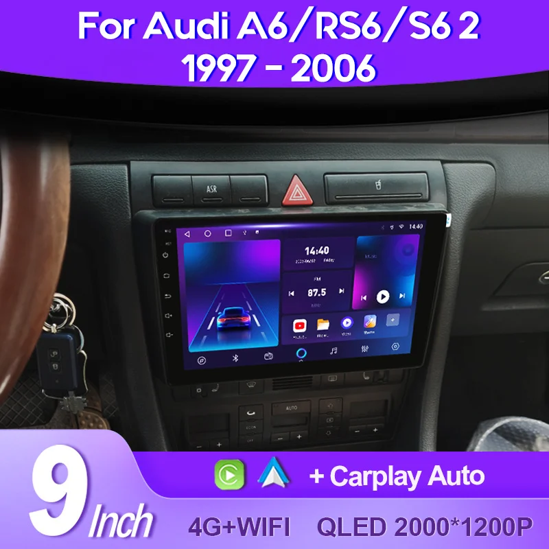 

QSZN For Audi A6 C5 1997 - 2004 S6 2 1999 -2004 RS6 1 2002-2006 2K QLED Android 13 Car Radio Multimedia Video Player GPS CarPlay