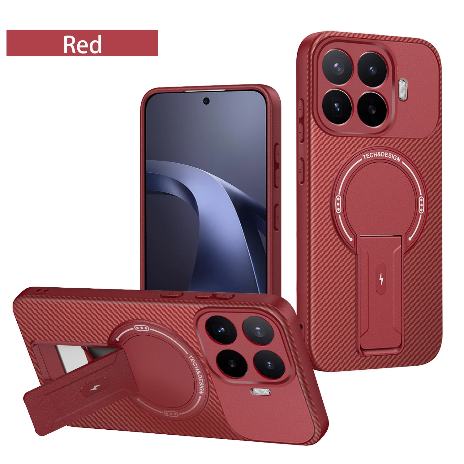 Premium Armor Carbon Fiber Magnetic Stand Case - Shockproof Cover