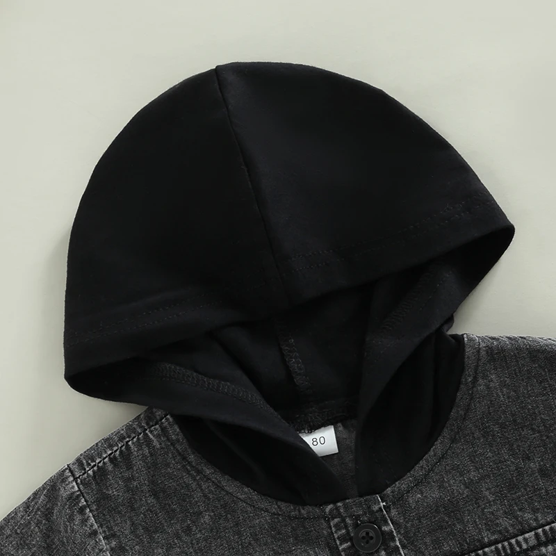 Boys Short Sleeve Hooded Shirt with Button Closure and Pockets Summer Top for Casual Daily Wear Kids Fashion Trend