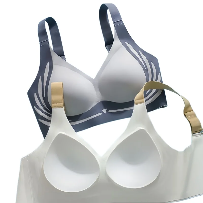 2Pcs/Set Non-wire Push-Up Bras Women's Anti-sagging Lift-up Bra Side Support Adjustable Straps No Show Plus Size Underwear M-4XL 6