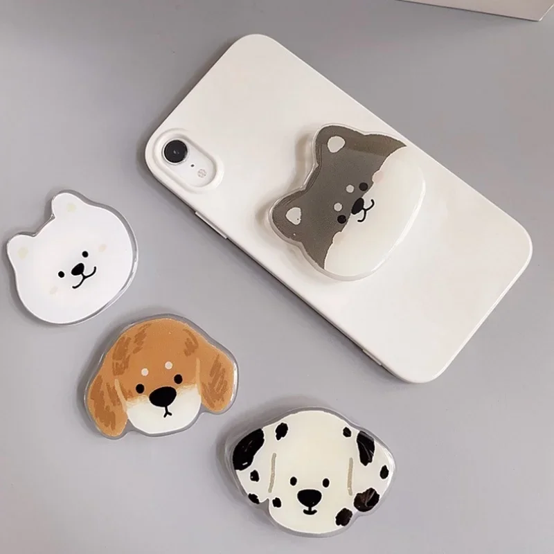 Korean Style Creative Cartoon Husky Dog Folding Finger Grip Phone Holder