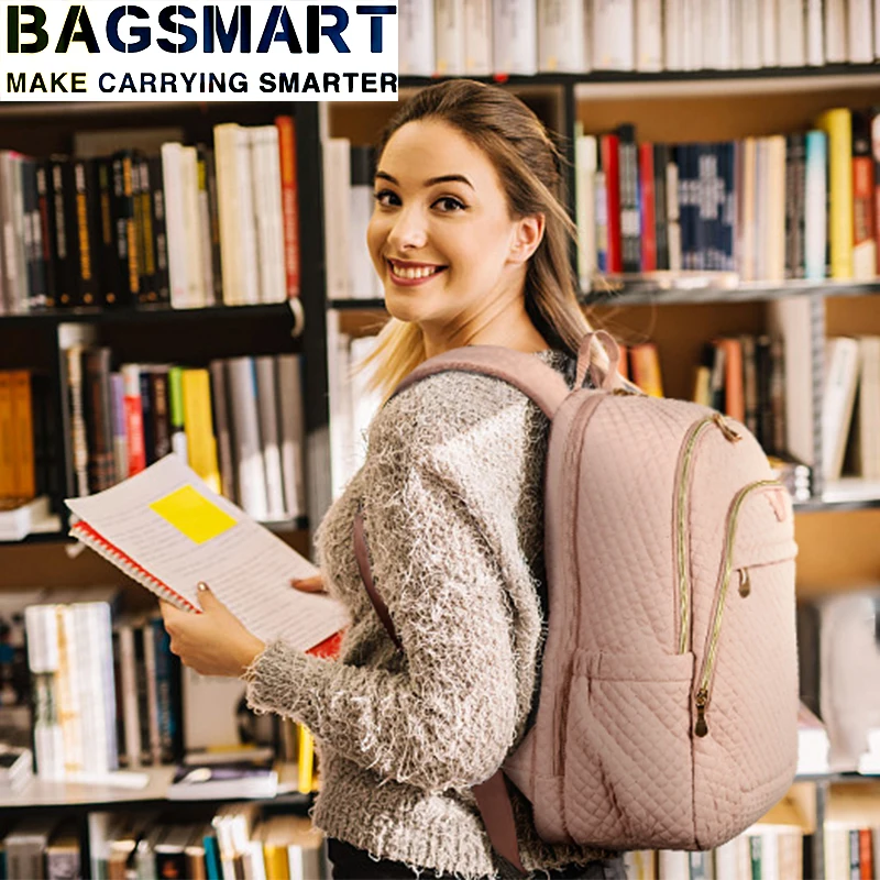 17.5’’ Anti-theft Laptop Backpack Women BAGSMART Multiple Pockets Travel Business College School Book Bag with USB Charging Port