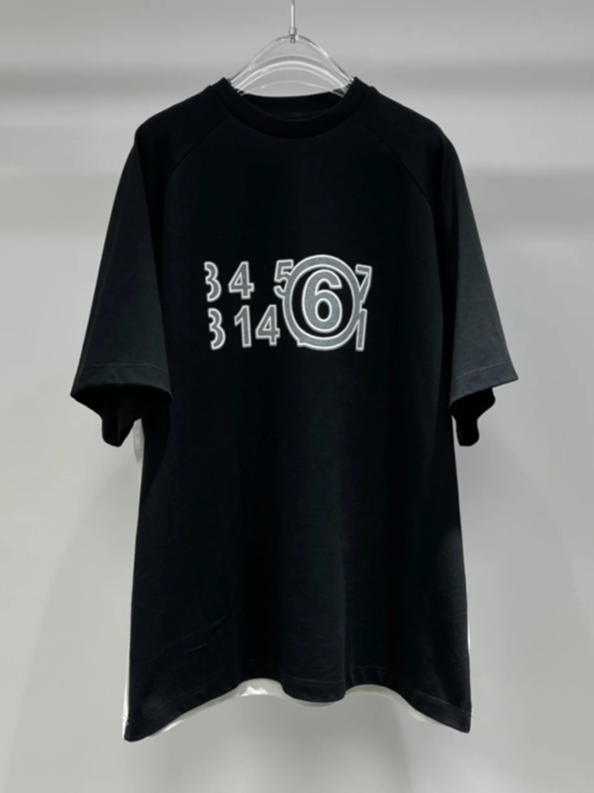 

Mm6 Margiela Men's T-shirts Fashion Irregular Letter Short Sleeve Front And Back Splicing Printed Unisex High Street T-shirt