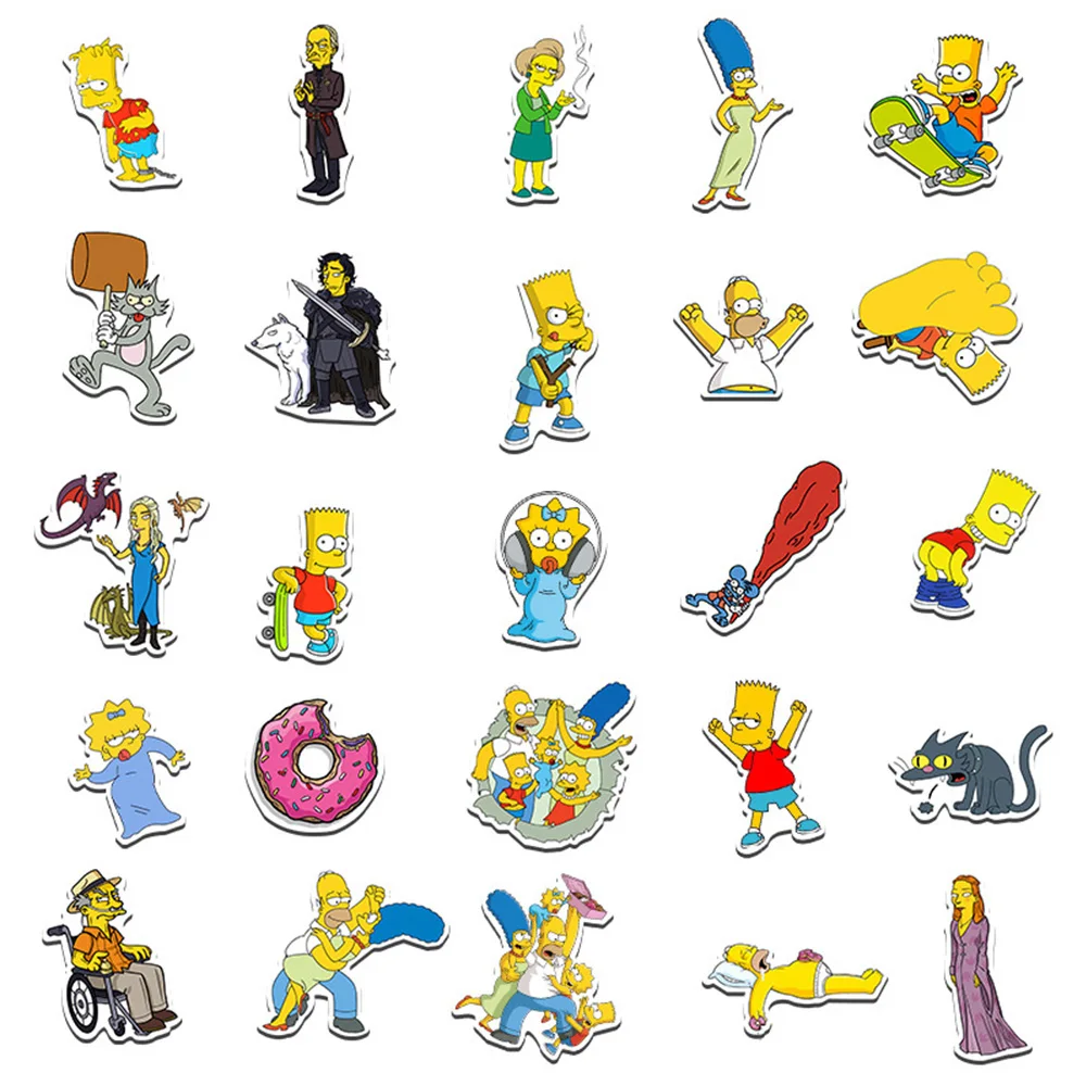 10/30/50pcs Cool The Simpsons Cartoon Stickers Comedy Family Anime Sticker Phone Luggage Laptop Fun Graffiti Decals Kids Toys 5