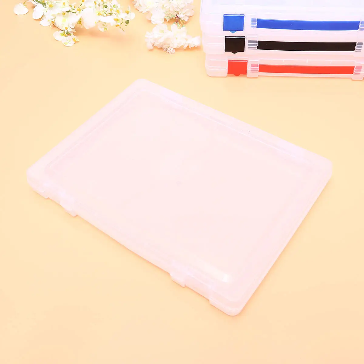 투명 플라스틱 문서 보관함, 뚜껑이 있는 쌓을 수 있는 파일 케이스, 사무실에서 중요한 서류, 증명서, 기록 보관용
