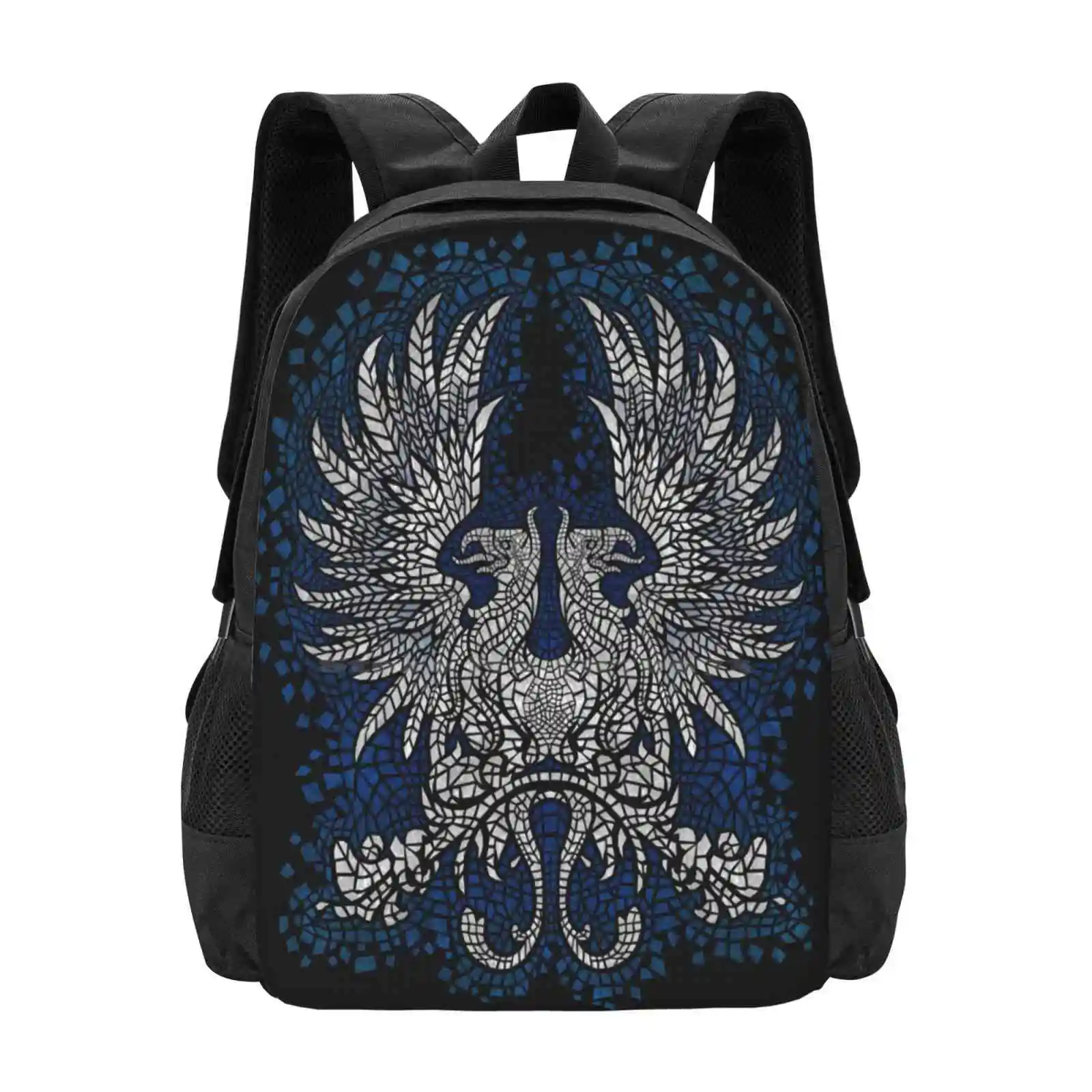 

Commander Of The Grey Pattern Design Bag Student'S Backpack Dragon Age Fantasy Griffin Griffon Mosaic Grey Warden Wings Video