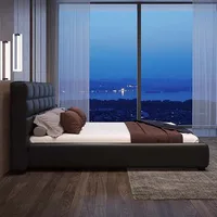 Lit double multifonction moderne et minimaliste, chambre à coucher Queen Size, rangement en bois, meubles de luxe 6