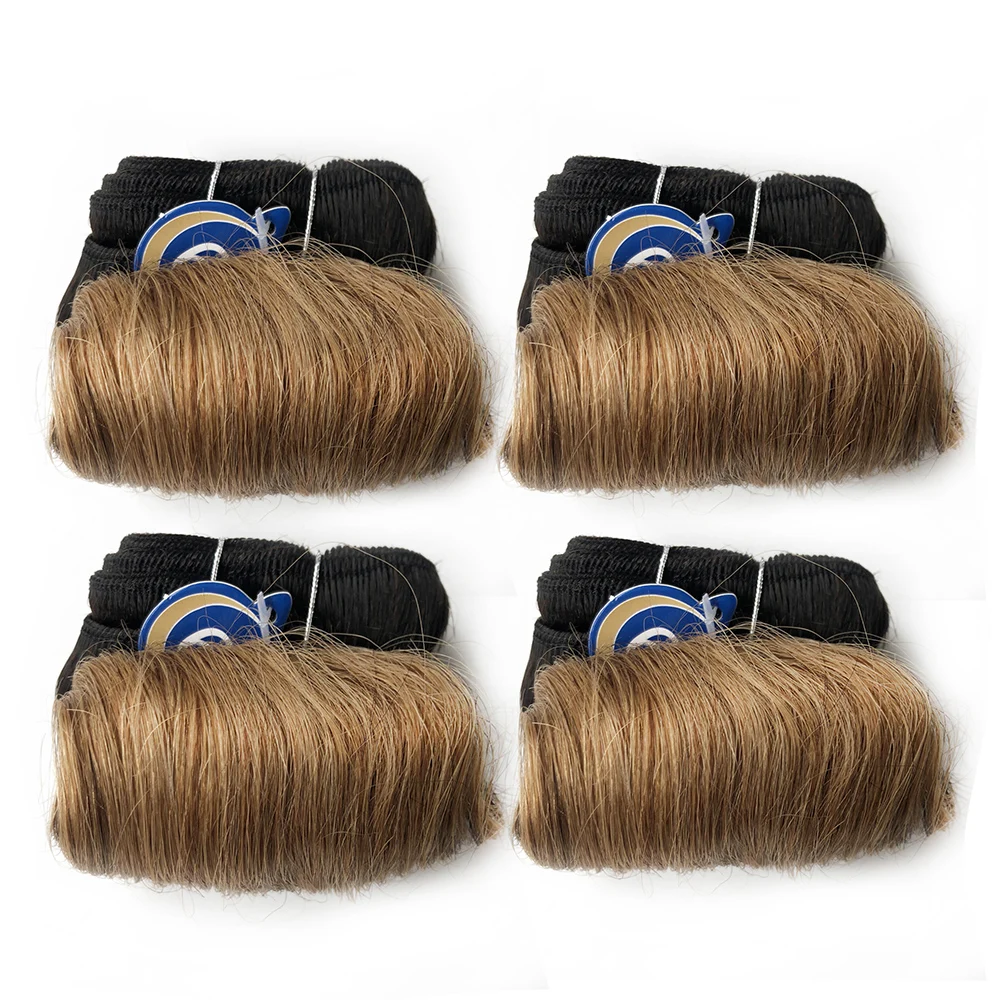 Human Hair Extensions Human Hair Bundles Human Hair Bulk Brazilian Curly Hair Weave Bundles 100% Human Hair 4 Bundles1B/27/30/Burgundy Bundles Extension 5 5 6 7 Inches Remy